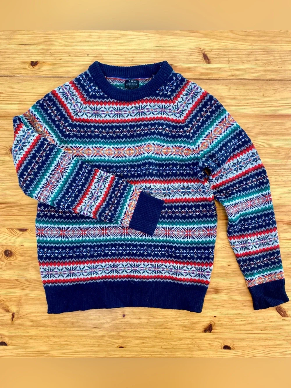 J. Crew Fair Isle Lambswool Crewneck Sweater Size Small